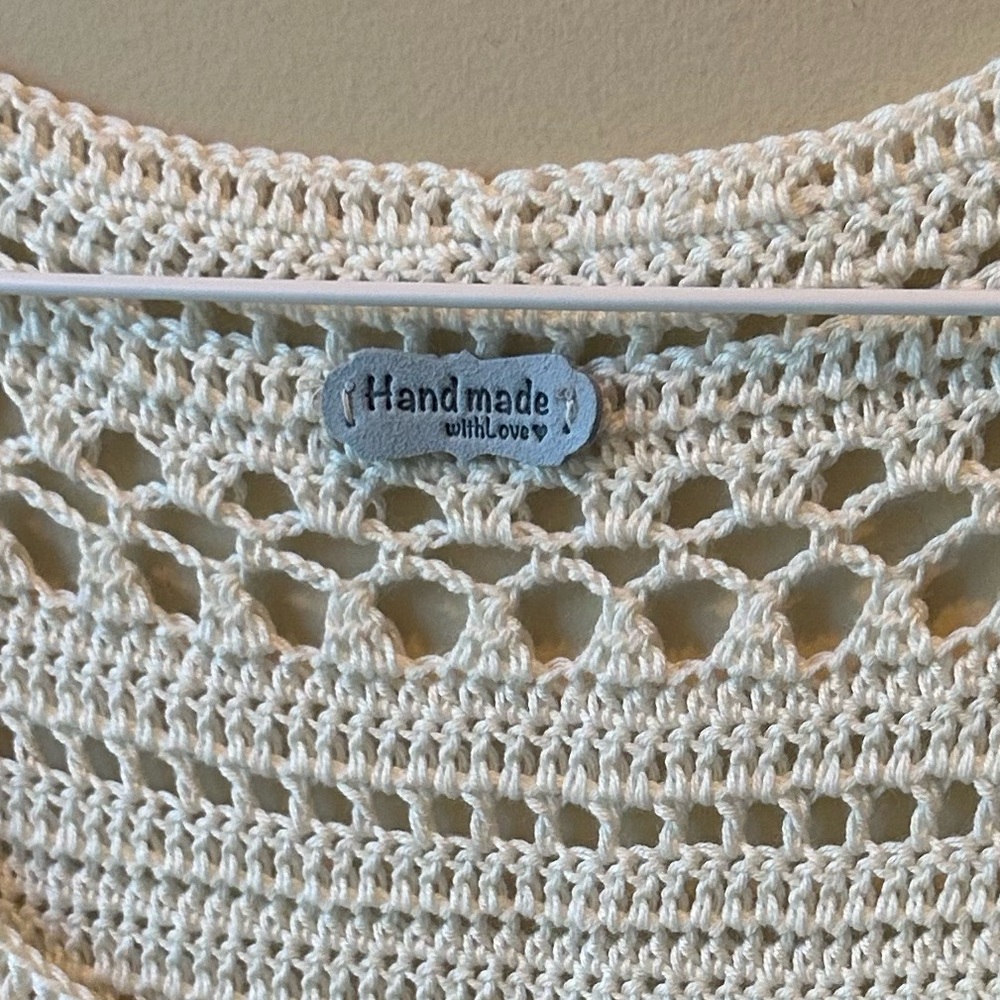 Crochet Striped Dress in White, Pink, and Blue - Picture 3 of 13